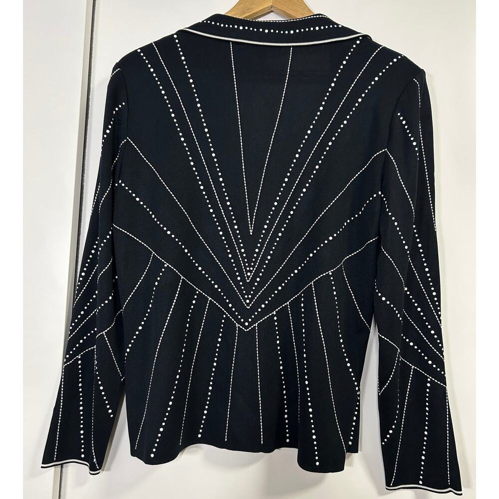 Ming Wang Black Knit Hook Front Jacket S Geometric Dots Classic - Picture 2 of 9